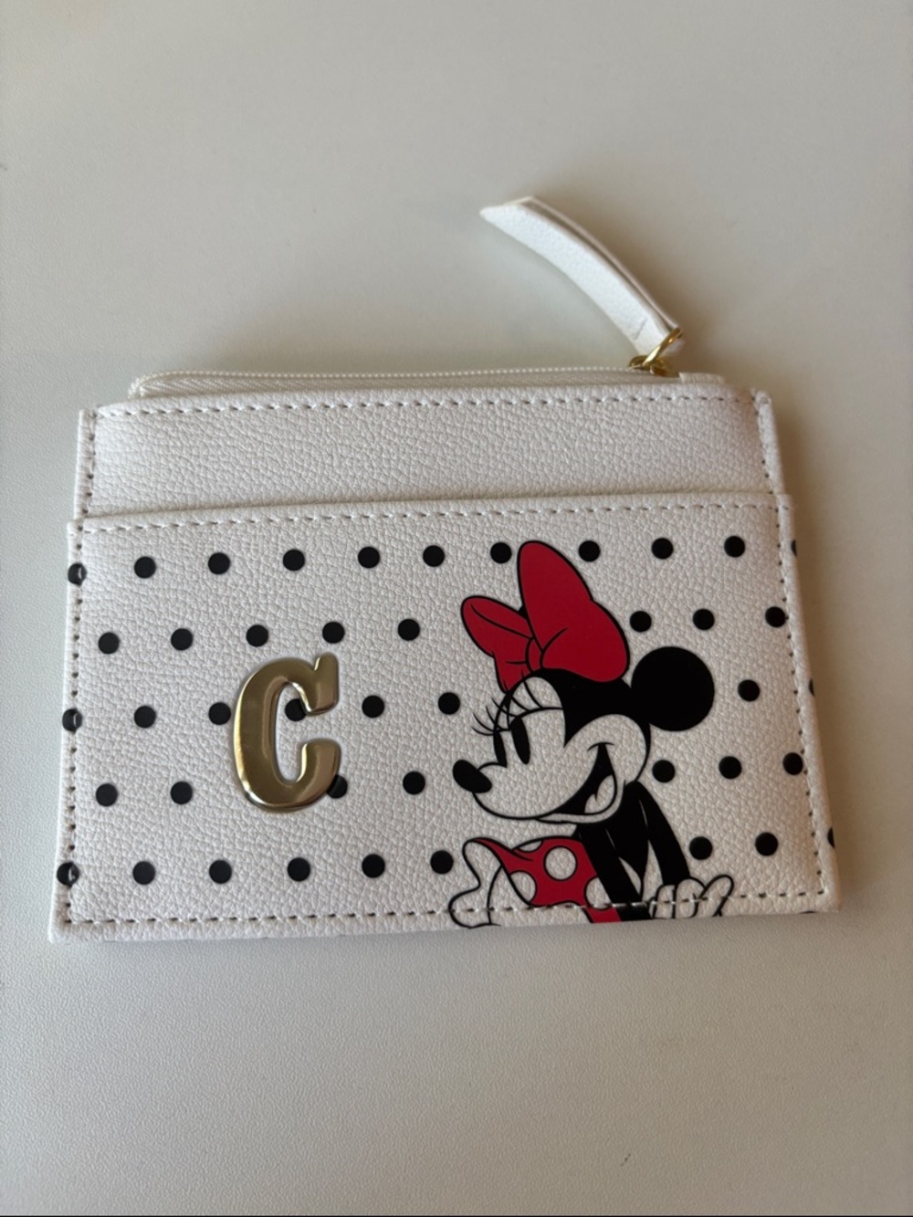 White Polka Dot Minnie Mouse Card Holder with Red Bow
